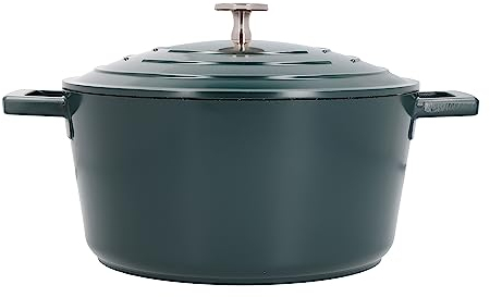 MasterClass Medium Casserole Dish with Lid 4 Litre/24 cm, Lightweight Cast Aluminium, Induction Hob and Oven Safe, Hunter Green