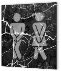 DECOHO - Panneau pictogramme de signalisation · Toilettes Mixtes Humoristique | Texture Marbre Noir - Noir