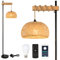 Rayofly Boho Floor Lamp for Living Room, Dimmable Industrial Floor Lamps with Remote and LED Smart Bulb, App Control, Tall Lamp with Bamboo Shade, Rustic Wooden Rattan Standing Lamp for Bedroom Office