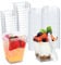 REFORUNG 50PZ Mini Tazas de Postre 5oz/160ml - Vasos Aperitivo con Cucharas y Tapas - Copas de Plastico - Cuencos Reutilizables para Pudines Tiramisú Mousse Helado Gelatina