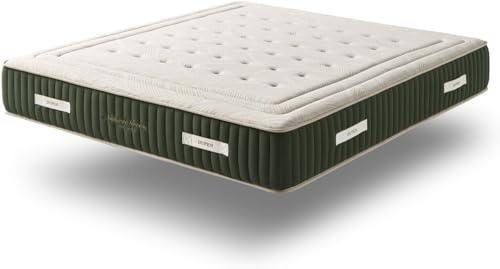 DUPEN® Matelas Pocketspring Natural Green, Hauteur 31cm, fermeté Moyenne, Tissu Exclusif Stretch, Latex perforé, Canamo + Bambou, Matelas 2 Faces, Airdream HR Core, Taille 120 x 200 Cm