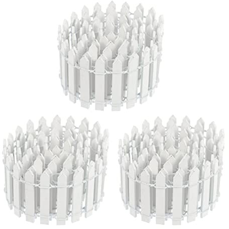 VINTORKY 3 Rouleaux Clôture De Maison De Poupée Clôture De Cimetière Clôture Miniature Pour L'artisanat Bricolage Mini Clôture Palissade Décor Le Pied Blanche Extérieur En Bois