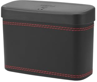 JNNJ Auto Mülleimer mit Deckel, Hängender Autokorb mit Deckel auslaufsicher, Multifunktionaler Wasserdichter Leder Autotür Mülleimer Box (Schwarz)