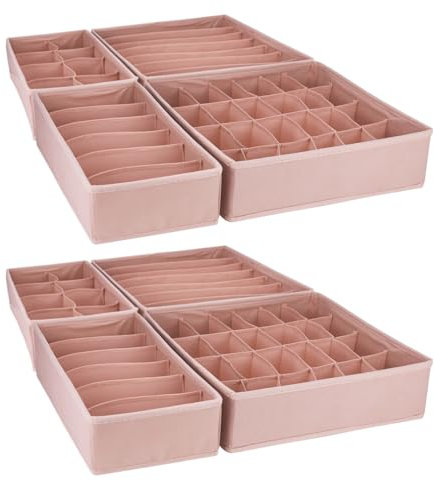 Bazasa 8er Altrosa Shubladen Organizer Odnungssystem für Kleidershrank Schublade Organizer Schrank Aufbewahrung Box Faltbare Schubladentrenner für Unterwäsche BHS Socken Krawatten Wickelbedarf