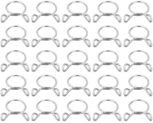 QUARKZMAN 25 Piezas Abrazaderas de Resorte de Tubo de Manguera de Línea de Combustible, 15mm Diámetro Interno 304 Acero Inoxidable Abrazaderas de Resorte de Tubo de Agua