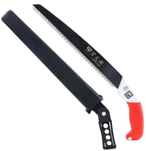 Medium Length japanese pull saw with Super Sharp Teeth,Thickened SK5 Steel,for Home Pruning, Logging, Landscaping,Three Sided Grinding,10.5