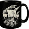 Wikingerschiff mit Drachenkopf Tasse - Nordische Mythologie Kaffeebecher Wikingerkrieger Helme mit Hörnern Mittelalterliche Atmosphäre für echte Wikinger Fans