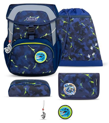 Belmil Maxi Schulranzen Set 5-teilig mit Brustgurt (405-83/AG/S) (T-Rex)
