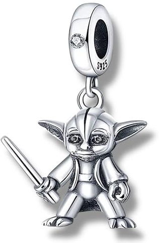 Streetculture Galaktischer Krieger mit Lichtschwert für Sammelarmbänder Yoda Star Wars Figur Dangle - 925 Silber Bettelarmband Anhänger Schmuck Dekoration Zubehör Sterlingsilber