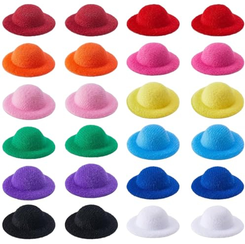 Jorzer Mini-Zylinder 24 Stück bunt DIY-freundlich dekorativ winziger Zylinder süße kleine Kappen für Kunsthandwerk Haar-Accessoires