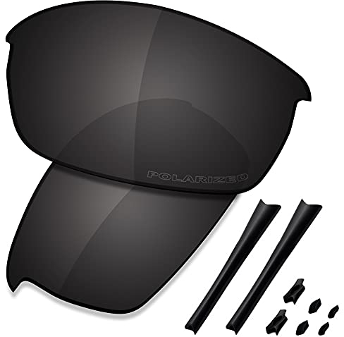 Saucer Premium Replacement Lenses & Rubber Kits for Oakley Flak Jacket Sunglasses High Defense - Carbon Black Polarized