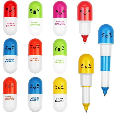 KBNIAN 24 Stücke Mini Kapsel Stifte Pillen Kugelschreiber Kreativer Mini-Kugelschreiber Einziehbarer Pille Druckkugelschreiber für Schule Büro Zuhause (6 Farben)