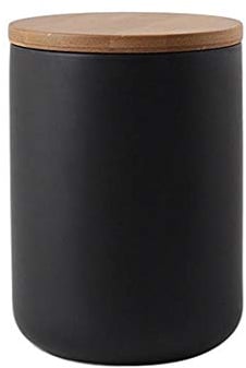 Food Storage Canister, Ceramic Food Storage Jar Airtight with Sealed Bamboo Lid, Kitchen Food Storage Jar Container Caddy for Tea Sugar Coffee Bean Nuts Spice (Black 27.05 oz/800ml)
