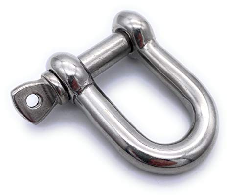 5 Stk. V4A Edelstahl Schäkel Ø 6 mm gerade kurze Form | EINGEPRÄGTE Tragfähigkeit (WLL): 380kg [Größe Wählbar 4-20 mm] (6mm)