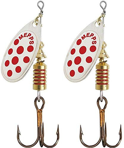 Mepps 2 X cuillers Aglia Décorées Argent Points Rouges Taille n°3/6,5 g