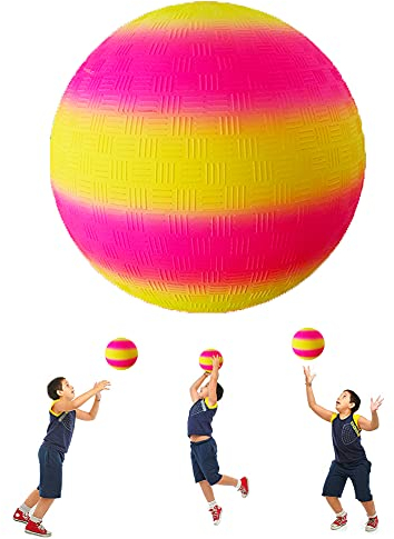 ARVOV PVC Bouncy Kickball, Regenbogen Ball, Kinder Spielball, Wasserball Fußball, Strandball für Indoor Outdoor 8,5-Zoll (Gelb und Rose)