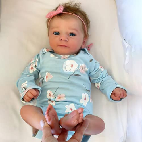Lonian 19 Zoll wiedergeborene Babypuppen, realistische Babypuppe mit weichem Baumwollkörper, die echt Aussehen, lebensechte Frühchen-Babypuppen (Blaue Augen)