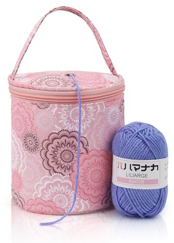Coopay Klein Aufbewahrungstasche für Wolle, Mini Garntasche für Garn Strick- und Häkelzubehör Aufbewahrung, Leicht & Langlebig, Halten Sie Ihr Garn sauber, Tragbare Wolltasche, Rosa
