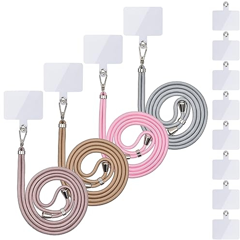 Handykette Universal, Handy Lanyard, Universelles Handy um den Hals hängend mit Pad Handy Lanyard, verstellbar und abnehmbar. (4Roségold+Gold+glänzendes Rosa+glänzendes Silber)