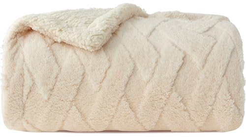 Kuscheldecke Flauschig mit Traumhaft Weiche Textur Extra Warm für Winter, ideal als Sofadecke und Bettüberwurf, Gute Geschenke für Frauen (Beige Geometrie, 200x230cm)