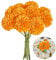 AhLmA 12 stück Kunstblumen Künstliche Kugel-Chrysanthemen Orangene Kunstblumen Kunstblumen Herbstgeeignet für Blumenarrangements, Hausgarten-Partydekorationen, Hochzeiten, Tafelaufsätze (Orange)