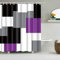 BOYOUTH Rideau de douche en polyester imperméable avec 12 crochets, motif géométrique, noir, gris, violet, blanc – 183 x 213 cm – Multicolore