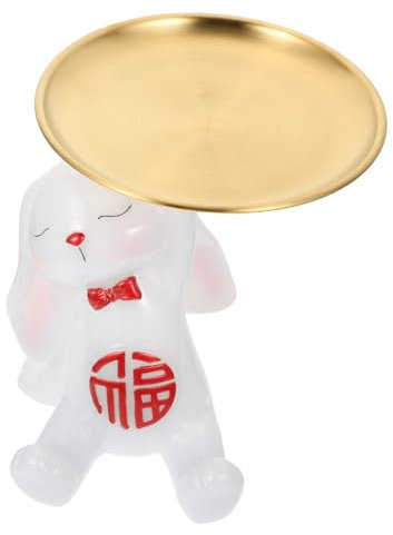 KITANDOVE Tablett-kaninchen-ornament Kaninchen-süßigkeitsschale Hasenfigur Kommode Waschtische Miniatur-tierfiguren Cupcake-ständer Süßigkeitenschale Dessertschalen Basteln Rot Metall