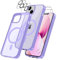 Cover per iPhone 13 Compatibile con 2 vetri temperati e 2 vetri per fotocamera, Translucent Matte Slim Back PC+TPU Bumper Shockproof Compatible Magnetic Cover per iPhone 13 - Viola chiaro