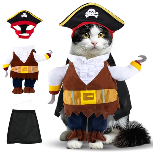 Halloween Kostüme für Hunde Killer Größe l, SilverChry Hundekostüm Chucky Puppe Cosplay für Halloween Haustier Cosplay Party (M, Pirat)