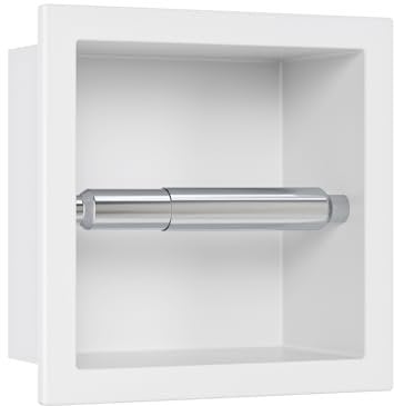 Neodrain Porte-rouleau de papier toilette encastré en acier inoxydable 304 pour salle de bain - Blanc