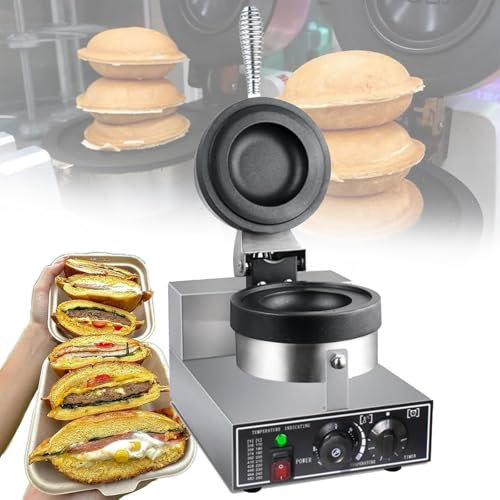 ZEEKYFOR Machine à Hamburger électrique à Presse UFO, Machine à Hamburger à Crème Glacée Commerciale Domestique, Poêle Antiadhésive 50-300 ℃, Chauffage Double Face