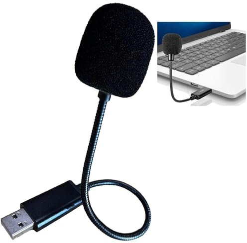 GERUI Microfono USB piccolo, mini microfono per PC portatile, con collo di cigno e scheda audio USB, compatibile con Mac, Plug & Play, microfono a condensatore ideale per lavoro remoto e corsi online