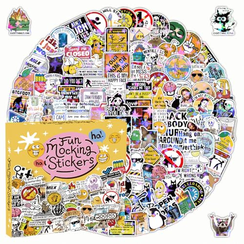 Holographisch Lustig Meme Aufkleber 200 Stück Set Wasserdicht Funny Cute Anime Sticker für Laptop Scrapbook Skateboard Gepäck Fahrrad Auto Computer,Vinyl Cartoon Stickers für Teenager Erwachsene