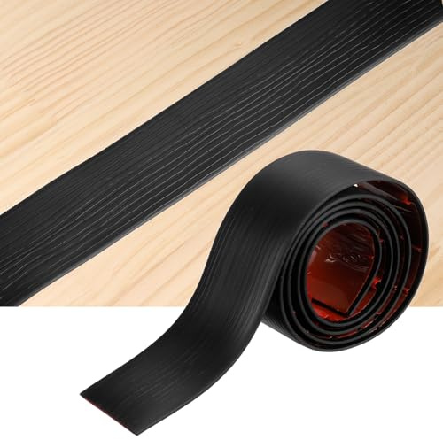 sourcing map Floor Transition Strips, 2m x 50mm(LxW) Embossed Self Adhesive Vinyl Flooring Edging Trim PVC Flooring Flat Divider Strip Cover Strips for Joining Floor Gaps, Black