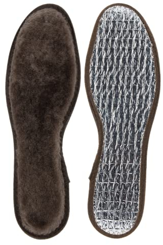GreenFeet Einlegesohlen aus echtem Lammfell mit Aluboden, braun, Gr. 36-47, Damen, Herren, mit gratis 5h Wärmebooster, nachhaltige Wärmesohlen, Wintersohlen (42 EU)
