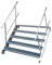 Stahltreppe Industrietreppe Aussentreppe Treppe 5 Stufen-Breite 100cm Variable Geschosshöhe 70-105cm vezinkt mit beidseitigem Geländer
