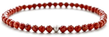 BERGERLIN Jaspis Armband echt mit 925 Sterling Silberperle - facettierte Perlen - Größe M