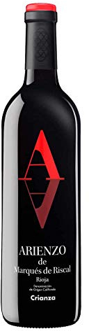 Arienzo de Marqués de Riscal - Vino tinto Crianza Denominación de Origen Calificada Rioja, Variedad Tempranillo, 18 meses en barrica - Botella individual x 750 ml