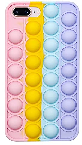 SDTEK Custodia Compatible con iPhone 6+ / 7+ / 8+ Plus, Bubble Pop Case Cover Silicone Fidget (Arcobaleno)