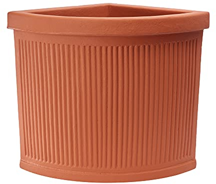 Garden Italia Vasi Vaso per piante Angolare millerighe basso FAM Lato 47 cm alt.40 cm in resina colore terracotta - Made in Italy per esterni e interni - antiurto - leggero