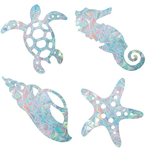 GORGECRAFT 16 STÜCKE Meerestier Fensteraufkleber Statische Glasschiebetür Aufkleber Haftet Nicht Klebende Vinylfolie Home Decals Für Windows Verhindern Stop Vögel Hunde Haustiere Streiks
