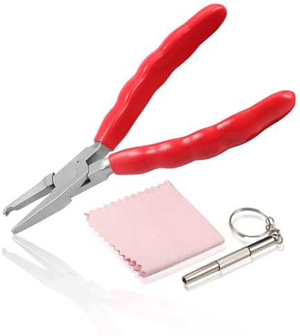 LEONTOOL Nasenpolsterzange, 15,2 cm, zum Einstellen von Brillenarmen, Rahmen, Brillen, Reparaturzange, Edelstahl, optisches Handwerkzeug, Rahmen, Klemme, Reparaturwerkzeug mit Schraubendreher und