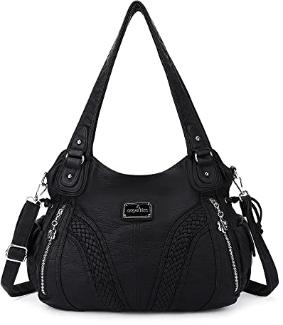 AngelKiss Handtasche Damen Schultertasche Multifunktionale Umhängetaschen Wasserdicht PU Veganes Leder mit Reißver Schlusstaschen