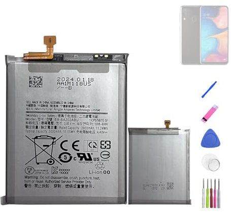 HIGHAKKU Ersatzakku EB-BA202ABU kompatibel mit Samsung Galaxy A20e SM-A202 with Tools