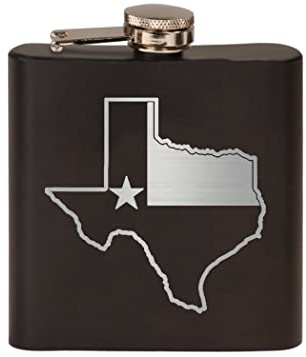 Rogue River Tactical Texas State Flag Outline Stainless Steel Hip Flask Premium Matte Black Makes a Great Gift For Him Dad Father Texan TX