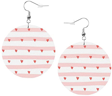 Cuori Rosa Corallo. Orecchini rotondi in ecopelle per ragazze adolescenti Orecchini pendenti pendenti da donna