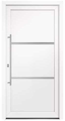 HORI® Haustür Kunststoff Komplettset Hauseingangstür I Farbe: weiß I DIN links I Modell: Line I 210 x 110 cm