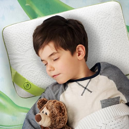 SAMPUR Oreiller Enfant | Mousse à mémoire de Forme Microperforée & Aloé Vera | Housse hypoallergénique et Lavable (60_x_60_cm)