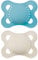 MAM Original Succhietto 2-6 Mesi (Set da 2), Ciuccio MAM 2-6 mesi con tettarella ortodontica in caucciù, Kit da 2 accessori neonato con pratico porta ciuccio sterilizzatore, Azzurro/Neutro