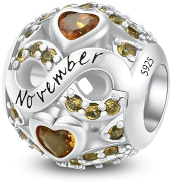 ChenYuTe 925 Sterling Silber Birthstone Anhänger mit 5A Square Crystal Zirkon Anhänger, Openworked Bead Love Anhänger für Pandora Anhänger Armband Halskette Schmuck, Frauen Geschenk bevorzugt